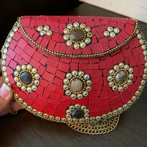 NWOT Handmade Indian Stone Crossbody Bag
